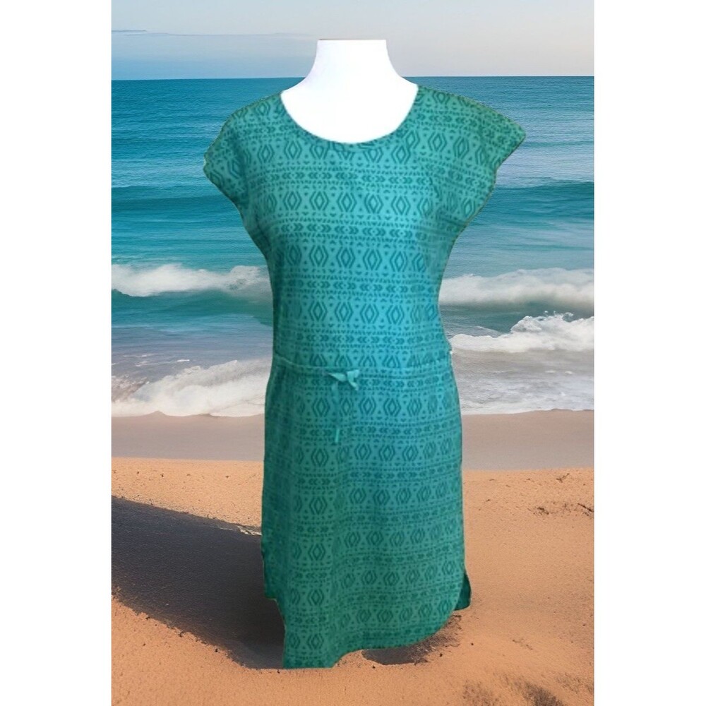 Reel Legends Womens Athletic Golf Beach Outdoor Cool Vented Green Aztec Dress XS